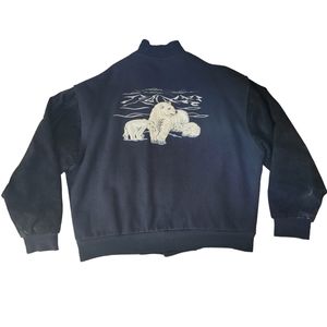 Vintage 90's Peerless Garments black bomber jacket with polar bears size large